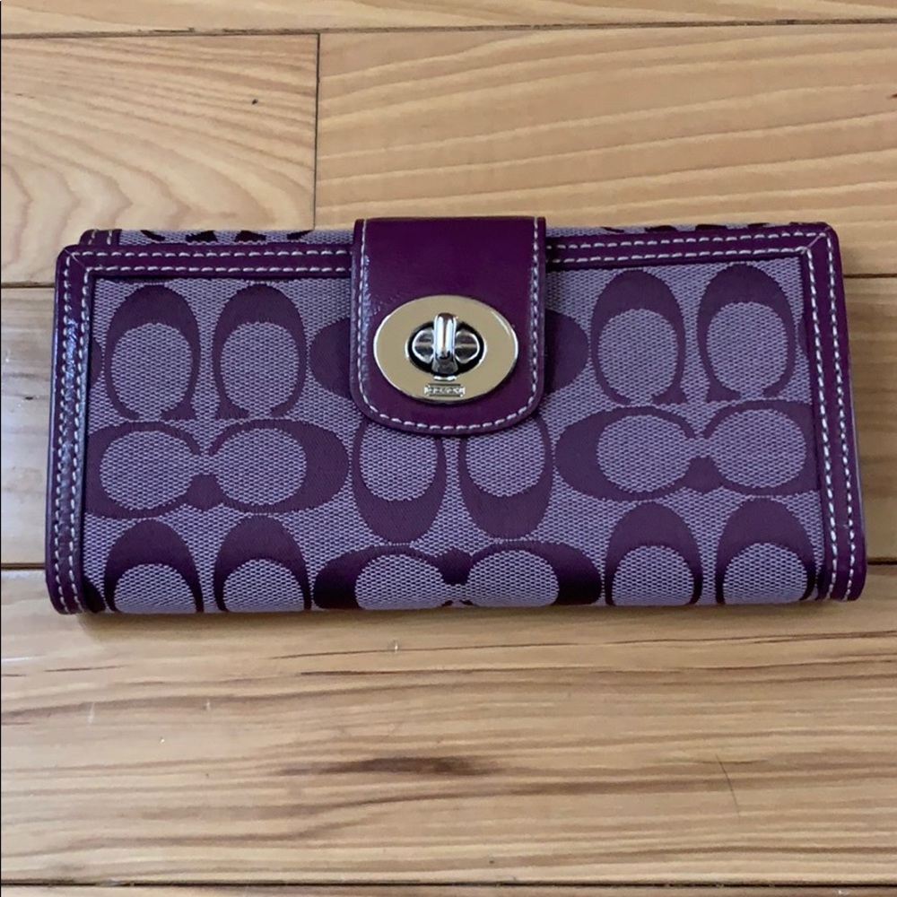 Coach slim envelope turn lock plum wallet